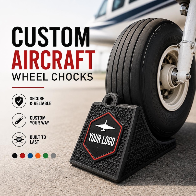 Custom personalized aircraft wheel chocks pair, pilot gift by Printerade