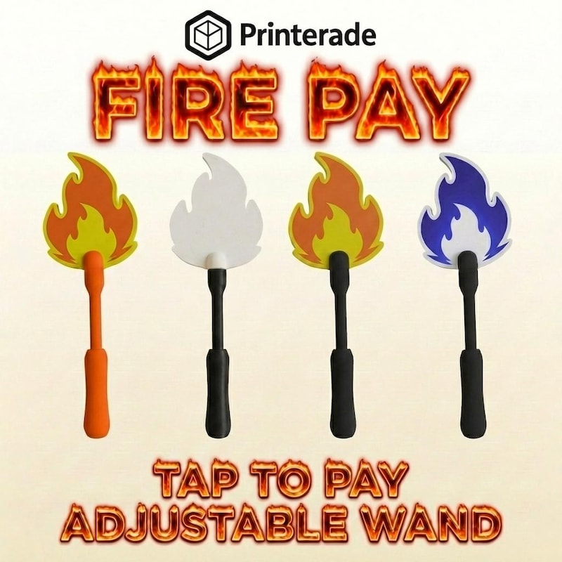 Fire Pay adjustable 3D printed tap-to-pay wand by Printerade