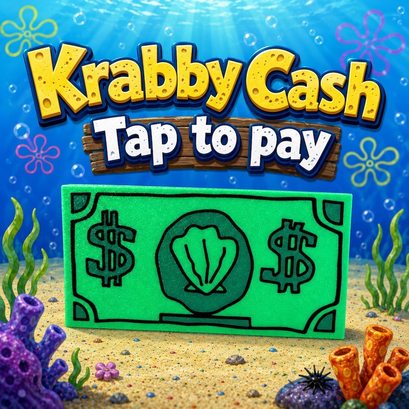 Krabby Cash 3D printed tap-to-pay card holder and bill wallet by Printerade