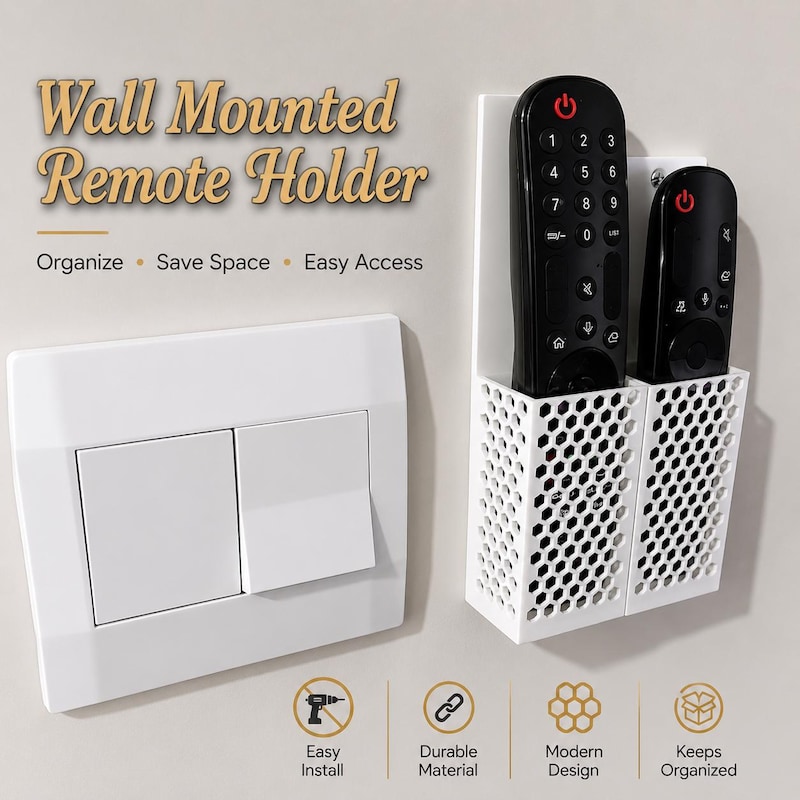 Modernized mounted remote control wall holder by Printerade