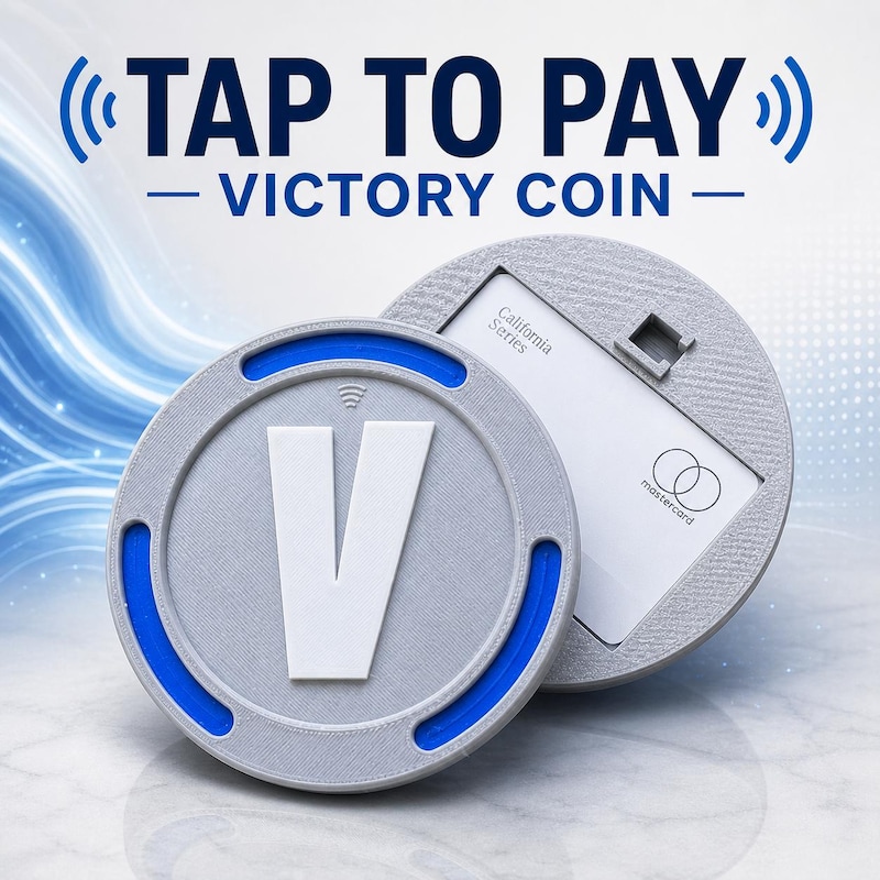 3D printed Victory Coin NFC tap-to-pay gamer wallet by Printerade